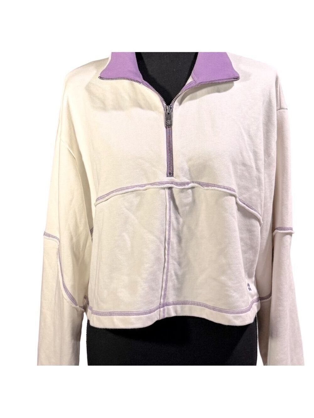 Sweaty Betty Half Zip Sweatshirt Medium Lily White - Picture 3 of 9